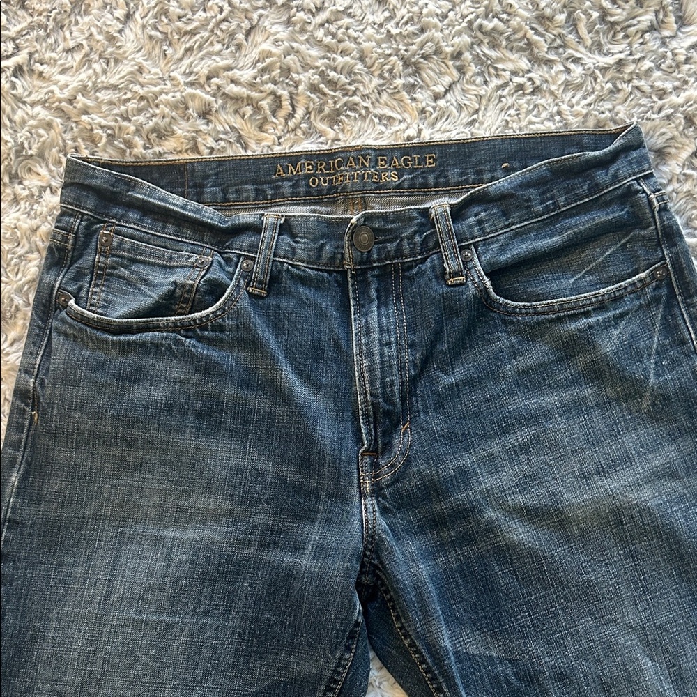 Mens American Eagle Loose Fit Blue Jeans Size 34/34 - Picture 4 of 9